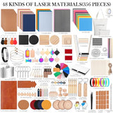 Tondiamo 356 Pcs Bulk Laser Engraving Supplies Blank Material Kit DIY Engraver Accessories Including Acrylic Glass Stainless Steel Wood Fabric PU Leather Rock Rubber Materials for Laser Cutters Tondiamo