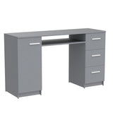 Madesa Computer Desk with 3 Drawers, 1 Door and 1 Storage Shelf, Wood Writing Home Office Workstation, Office Desk with Drawers - 30” H x 18” D x 53” W - Grey Madesa