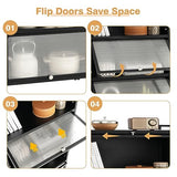 Giantex 5-Tier Freestanding Kitchen Storage Cabinet with Mobile Design and Flip-Up Doors, Black Giantex