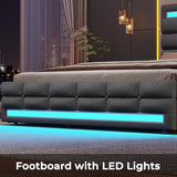 ADORNEVE Dark Grey Queen LED Bed Frame with 4 Drawers & USB Charging Station ADORNEVE