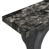 Pemberly Row Modern Console Table, Weathered Gray Wood with Faux Black Marble Top, MDF and Melamine, 31.5 x 11.5 x 34 in, Bottom Shelf, Wavy Silhouette for Entryway, Living Room, Hallway or Dining Pemberly Row