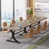 Tribesigns 10.5FT Conference Table, Modern Meeting Table for 8-10 People, Rectangle Seminar Boardroom Table for Office Conference Room (2, Gray+Black) Tribesigns