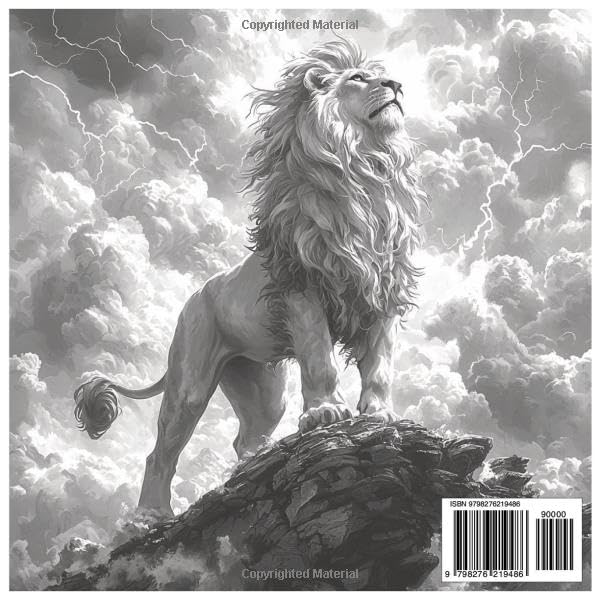 Grayscale Lion Legacy: Fun Coloring Book for All Ages: Majestic Grayscale Lion Illustrations for Relaxation, Creativity & Stress Relief (Grayscale Animal Coloring Series) WoodArtSupply