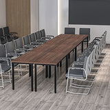 Bonzy Home Conference Tables 18ft Office Computer Desk for Meeting Room Study Writing Printer Table Meeting Seminar Table for 20 People Rustic Vintage Walnut 8PCS 220.4"x47.2"x29.5" Bonzy Home