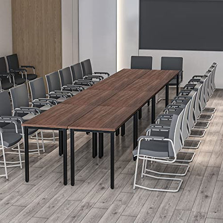 Bonzy Home Conference Tables 18ft Office Computer Desk for Meeting Room Study Writing Printer Table Meeting Seminar Table for 20 People Rustic Vintage Walnut 8PCS 220.4"x47.2"x29.5" Bonzy Home