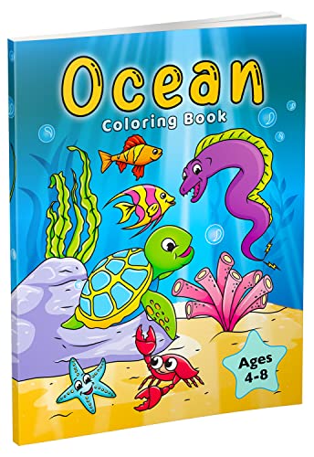 Ocean Coloring Book: Fish & Underwater Sea Animals to Color for Kids Ages 4-8 (Coloring Books for Kids) WoodArtSupply