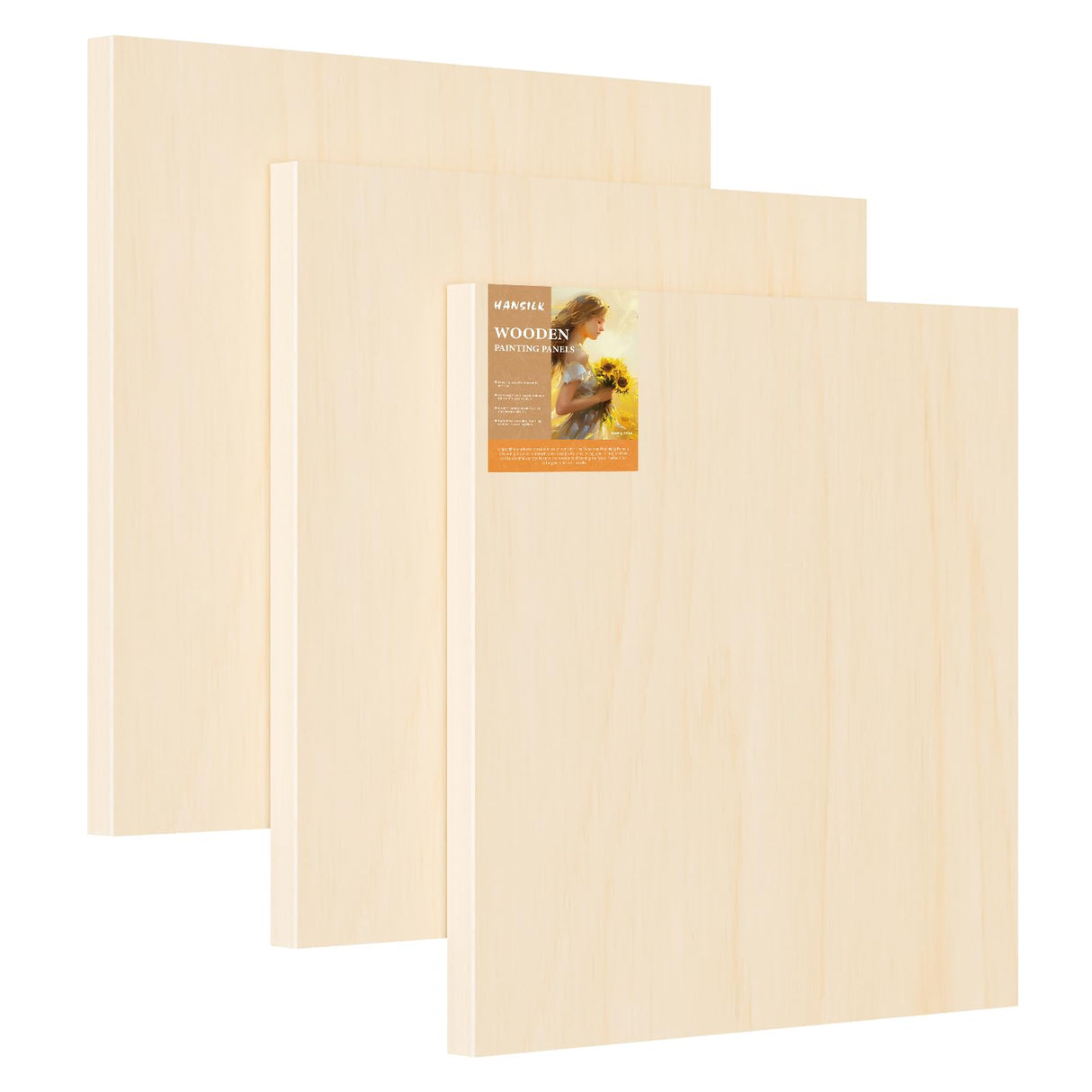 Wooden Art Panels for DIY Painting - Christmas Crafts & Home Décor | 12x12 Inch Canvas Wood Boards, Unfinished Wooden Canvas for Adults & Kids (3-Pack) HANSILK