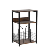 LELELINKY 3 Tier End Table,Record Player Stand with Storage Up to 100 Albums,Turntable Stand for Vinyl,Brown Records Shelf for Living Room Bedroom LELELINKY