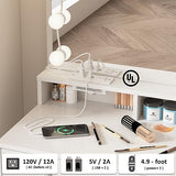 Vabches Vanity with Mirror and Lights, Makeup Vanity Table with Charging Station, Cute Vanity Set with Comfortable Bench, Big Vanity with 3 Storage Compartments, 39.8inch, White Vabches