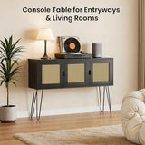 Netstar 47" Entryway Table, Console Sofa Table with Storage, Hallway Table for Foyer & Entry Decor, Boho Farmhouse Style, Anti-Tip, Black Netstar Furnish