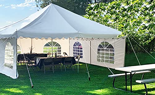 Quictent 20'X20' PVC Fire Retardant Pole Tent, Heavy Duty Party Tent Canopy Shelter, 33-80 Person Capacity, for Parties, Weddings, and Events, Commercial and Residential Use - WoodArtSupply