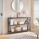 MAHANCRIS 47.2" Sofa Table, Industrial Console Table, 3-Tier Narrow Side Table with Open Shelves, Foyer Table for Entryway, Hallway, Kitchen, Living Room and Bedroom, Rustic Brown CTHR800201 MAHANCRIS