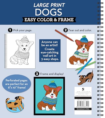 Large Print Easy Color & Frame - Dogs (Stress Free Coloring Book)