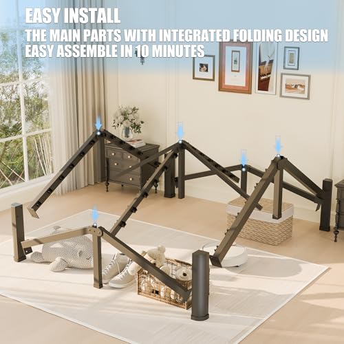 Yitong Angel 14 inch Queen Bed Frame with Round Corner Legs Mattress Slide Stopper,3500 lbs Heavy Duty Metal Platform,Steel Slats Support,No Box Spring Needed,Easy Assembly,Noise Free Yitong Angel