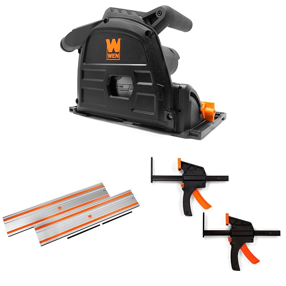 WEN CT1065 10-Amp 6.5-Inch Plunge Cut Sidewinder Circular Track Saw,Black & WEN CT9110 110-Inch Track Saw Track Guide Rail and Adapters & WEN 36053C WEN
