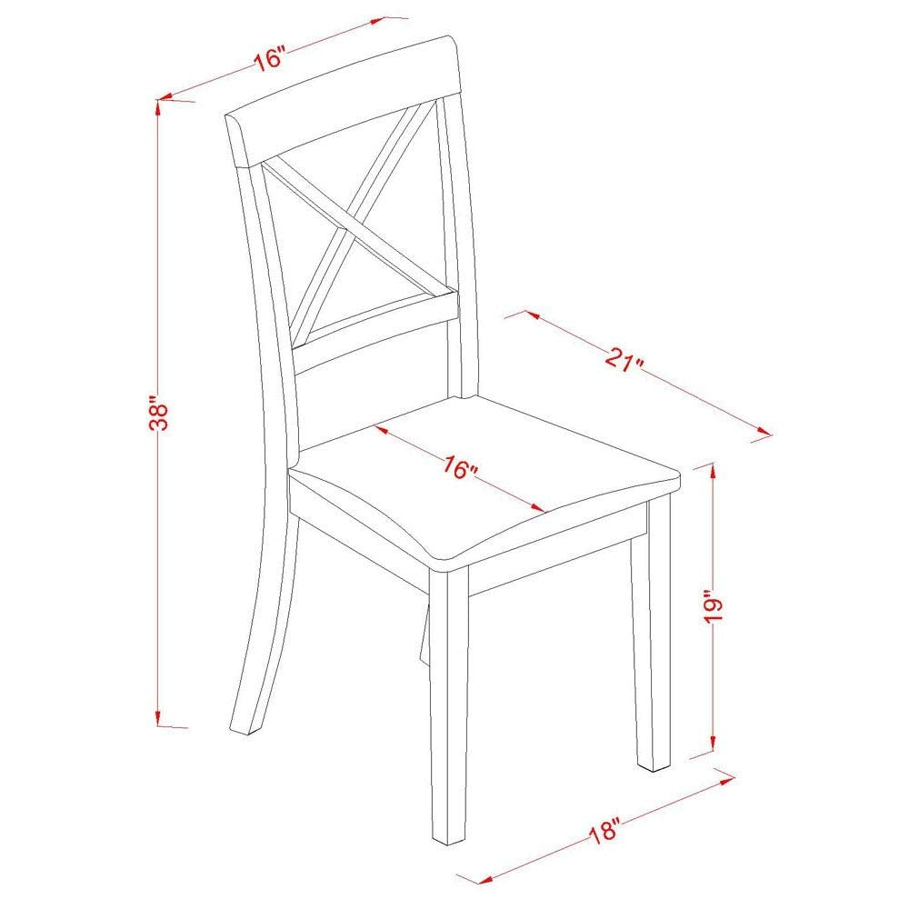 East West Furniture BOC-CAP-W Boston Dining Room Chairs - Cross Back Solid Wood Seat Chairs, Set of 2, Cappuccino East West Furniture