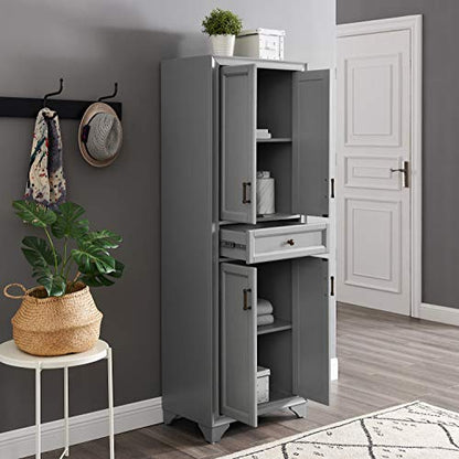 Crosley Furniture Tara Pantry, Distressed Gray - WoodArtSupply