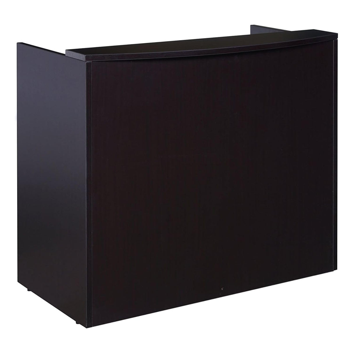 Oakestry Glazed Reception Desk Mocha Finish 48 Inch Wide Contemporary Entry Table with Transparent Transaction Counter Stylish Office Front Desk Modular Reception Station Durable Laminate Furniture Oakestry