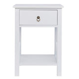Bonnlo White Nightstand, Small Nightstand with drawer & shelf, Farmhouse Night Stand Bedroom, End Table/Bedside Table/White Side Table w/Rustic Handle for Small Spaces, Dorm, Kids Room, Living Room Bonnlo