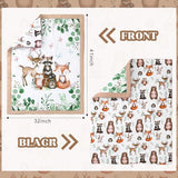 Hahafelt 3 Pcs Baby Crib Bedding Set Safari Animals Dinosaurs Bear Woodland Animals Jungle Crib Set Includes Quilt, Fitted Sheet, Skirt for Baby Boy Girl(Green,Woodland Raccoons Deer Etc.) Hahafelt