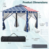 Goplus11 ft × 11 ft Pop up Gazebo, Portable Screen Canopy Shelter w/Mesh Netting Sidewalls, Vented Top, Drainage Holes, Heavy-Duty Height Adjustable Easy Setup Party Tent for Backyard Goplus