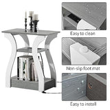 FROMJBEST End Tables Living Room, Grey End Table with Charging Station, Grey Side Table, Nightstand for Bedroom, 3 Tier End Table with Storage Shelf for Living Room FROMJBEST