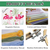 WKALXJ 4 Sets Embroidery Kits for Beginners to Advanced, Cross Stitch Kits Needlepoint Kits Crafts for Adults, Needle Point Kits with Flamingo Plant Pattern(Advanced Flamingo)