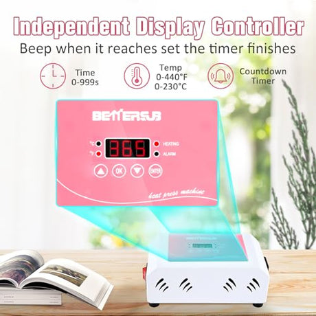 BetterSub 2in1 Combo Mini Portable Hat Press Heat Press Machine (Pink) BetterSub