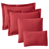 Hearth & Harbor Quilts Twin Size - All Season Bedspread Coverlet Set, Pinsonic Weave Lightweight Bedding Set - 4 Piece Twin Quilt Set with Pillow Shams, Diamond - Burgundy Hearth & Harbor