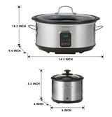 Kenmore 7 Quart Slow Cooker Programmable Kitchen Appliance Dipper Sauce-Warmer Stainless Steel Digital Display One-Touch Controls Braise Simmer Sous Vide Stew Soup Chili Curry Black and Silver Koolatron