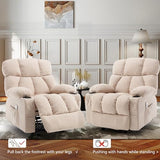 Massage Rocking Recliner Chair, Ergonomic Recliners Sofa with Vibration Massage & Heat, Rocking Chair Nursery Chair for Living Room Lounge with 4 Pockets, 2 Cup Holdersrt, Beige