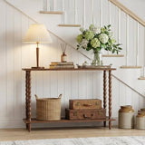 HOOBRO 39.4'' Console Table, 2-Tier Entryway Table Sofa Table with Storage, Mid-Century Modern Behind Couch Table with Rubberwood Leg for Living Room, Hallway, Foyer, Walnut WL105XG01 HOOBRO