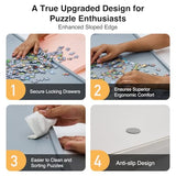 WELGEE Rotating Puzzle Board for 1500 Pieces with Drawers and Cover | Upgraded Lazy Susan Spinning Jigsaw Puzzle Organizer Table (35"x27") | Durable ABS Plastic, Ideal Gift for Mum WELGEE