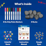 Skillmatics Rock Painting Kit - Mess-Free Art & Craft Activity for Girls & Boys, Craft Kits & Supplies, DIY Creative Activity, Christmas Gifts for Kids Ages 4, 5, 6, 7, 8, 9, 10, 11,12 Skillmatics