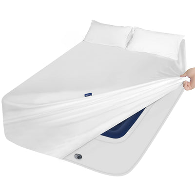 Queen Sheet Sets Air Mattress Sheets - 3 Pieces Extra Deep Pocket Queen Sheets Sets 16 to 24 inch - Sheets with Pockets on Side - Easily Fits Extra Deep Pillow Top Air Mattress (White)