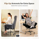 Big and Tall Office Chair, Flip Armrests for Pets & Cross Legged Sitting, Executive Ergonomic Computer Gaming Chair with Foot Rest, Crystal Velvet Wide Seat Reclining Desk Chair HOMRELEXA
