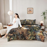 Erosebridal Deer Camo Queen Comforter Set with Sheets Rustic Hunting Bedding Set 7-Piece for Men Boys Kids Adults Camouflage Army Deer Bed in A Bag Vintage Hunting Animals Quilt Duvet Insert Erosebridal