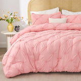 BEDELITE Pink Queen Comforter Set - 3 Pieces Boho Pintuck Bedding Comforter Sets, Lightweight Soft & Warm Bed Comforter with 2 Pillowcases for All Season,Valentines Day BEDELITE