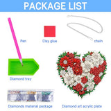 VAIIEYO Flower Diamond Art Hanging Ornament, Heart Diamond Painting Suncatchers Window Hanging Kit with Chain, 7.5x7.5 inch Crystal Pendant Art Craft for Gift Home Wall Front Door Decoration VAIIEYO