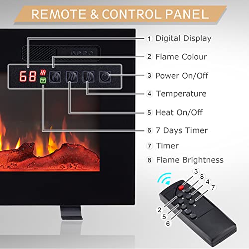 Efiretric® Grace 36" W 3 in 1 Electric Fireplace (EF449), Freestanding, Wall Mounted, Recessed, 9 Colors Flame Effect, TV Media Wall, Heater 750W/1500W, Remote Control EFIRETRIC