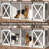 Nordee Axio 94.5" XXXL Dog Crate Furniture for 2 Large Dogs, Heavy Duty Double Dog Cage Extra Large Breed, 35.4" Tall Thick Wooden Dog Kennel TV Stand with Divider, White Nordee Axio