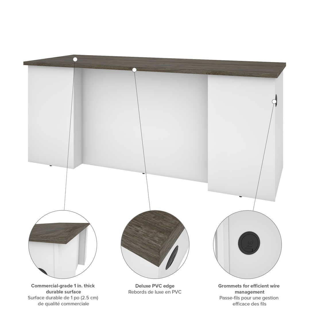 Bestar Norma U or L-Shaped Desk, 71W, Walnut Grey & White Bestar