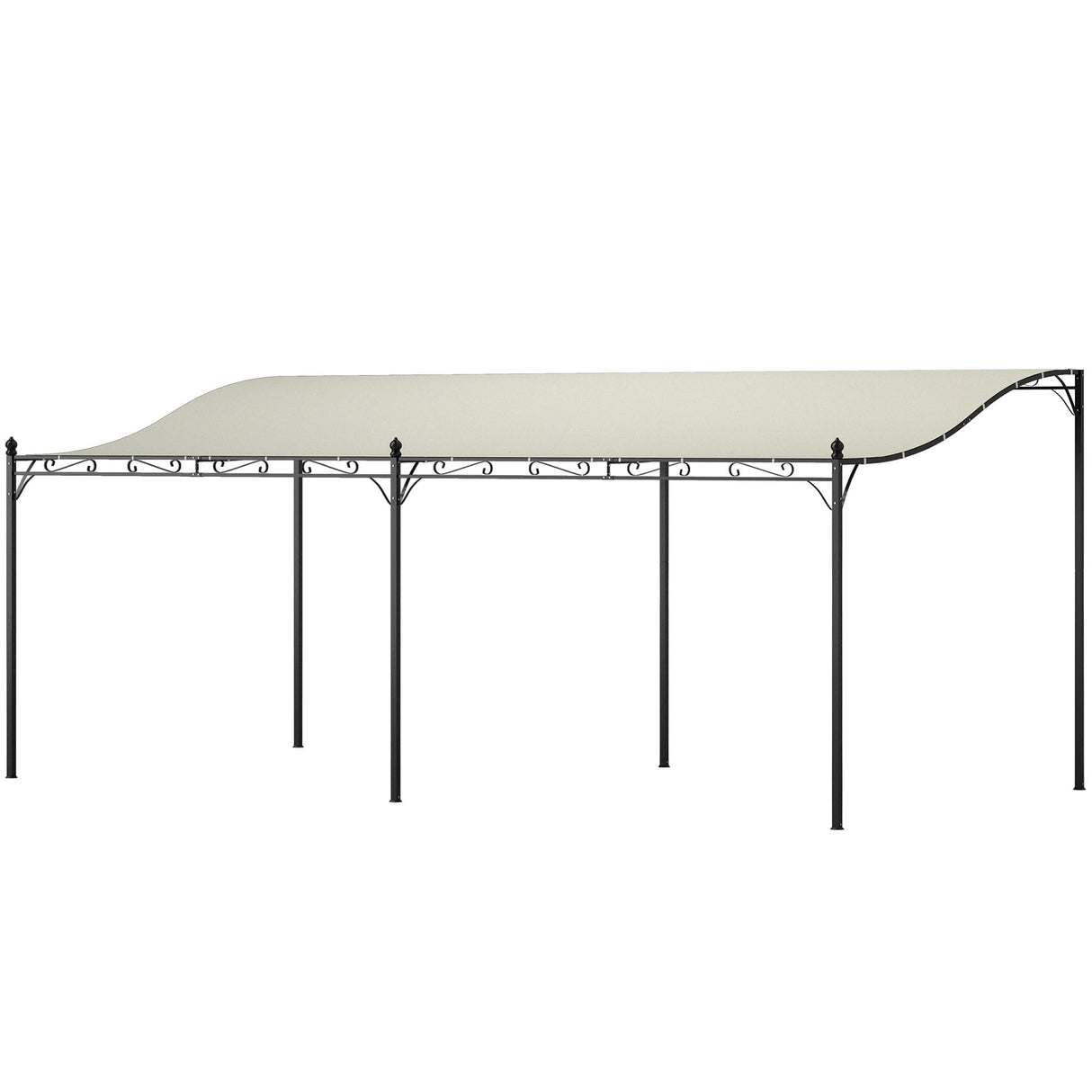 Outsunny 10' x 20' Outdoor Pergola Canopy, Wall-Mounted Metal Patio Canopy with Weather-Resistant Fabric and Drainage Holes for Backyard Garden Porch Beach, Cream White Outsunny
