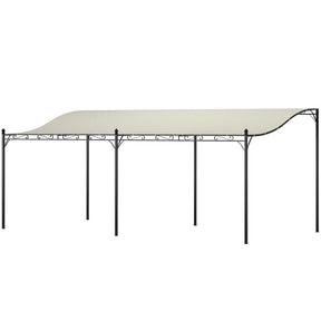 Outsunny 10' x 20' Outdoor Pergola Canopy, Wall-Mounted Metal Patio Canopy with Weather-Resistant Fabric and Drainage Holes for Backyard Garden Porch Beach, Cream White Outsunny