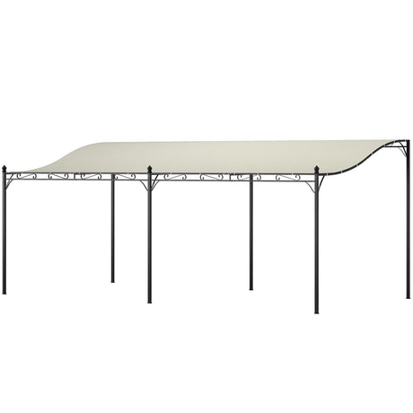 Outsunny 10' x 20' Outdoor Pergola Canopy, Wall-Mounted Metal Patio Canopy with Weather-Resistant Fabric and Drainage Holes for Backyard Garden Porch Beach, Cream White Outsunny
