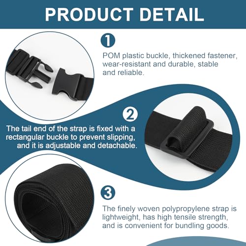 4 Pack Mattress Topper Straps, 60 x 2 Inches Black Adjustable Straps with Locking Buckles Keep Toppers Secure for Mattress Moving or Storage Ideal for Memory Foam Toppers Dorms Apartments and RVs RJLCTH