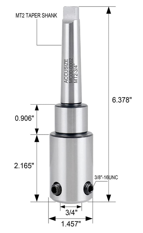 Accusize Industrial Tools Annular Cutter Arbor, Mt2 to 3/4'' Weldon Shank for Drill-Use Annular Cutter on Drill Press, Mc00-0002 Accusize Industrial Tools