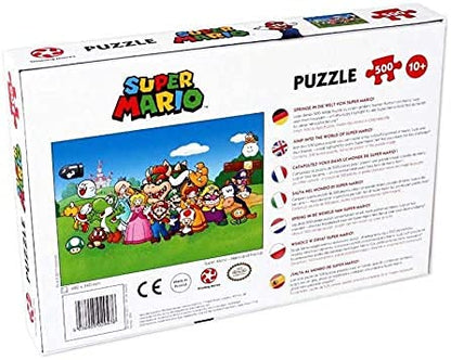 Winning Moves Super Mario and Friends 500 Piece Jigsaw Puzzle Game, Piece Together Mario, Luigi, Yoshi, Bowser and Toad, Gift and Toy for Ages 10 Plus