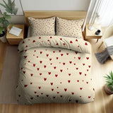 Cream Reversible Duvet Cover Set 2Pcs Small Single Size, Minimalist Red Heart Pattern Bedding Set for Boys Girls Kids Bedroom Decor - Soft Comfy Cozy Microfiber Print Duvet Cover with 1 Pillowcase Generic