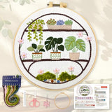 GooStryxen Green Plant Embroidery Kit for Adults, Needlepoint Kit for Beginners with Hoop, Threads & Tools, Botanical DIY Needlepoint for Home Decor